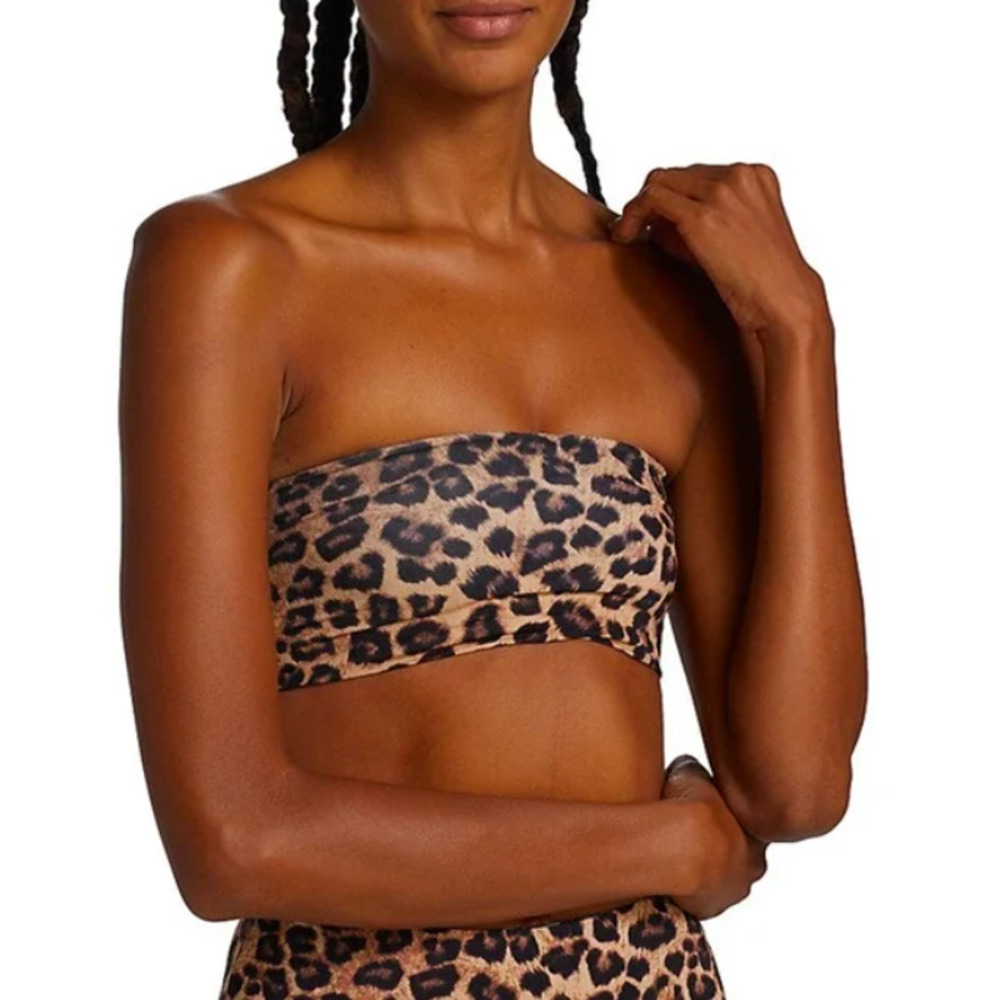 NWT Good American Reversible Leopard Better Band Bikini Swim Top, Sz 3, Large